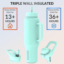 Load image into Gallery viewer, Coldest Tumbler with Handle and Straw Lid | 3 Lids Insulated Reusable Stainless Steel Water Bottle Travel Mug | Gifts for Women Him Her | Limitless Collection (46 oz, Oceanic Green)
