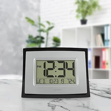 Load image into Gallery viewer, La Crosse Technology WT-8002U Digital Wall Clock, Silver, Black
