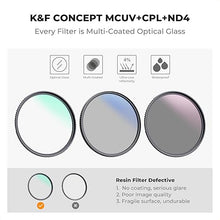Load image into Gallery viewer, K&amp;F Concept 55mm UV/CPL/ND Lens Filter Kit (3 Pieces)-18 Multi-Layer Coatings, UV Filter + Polarizer Filter + Neutral Density Filter (ND4) + Cleaning Cloth+ Filter Pouch for Camera Lens (K-Series)
