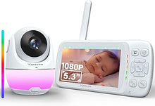 Load image into Gallery viewer, Video Baby Monitor with Camera and Audio, 1080P Baby Monitor No WiFi,5.3&quot; Screen and 24H Storage Playback, 7000mAh Battery, Night Light, 2-Way Talk
