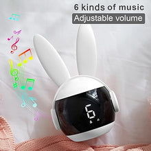 Load image into Gallery viewer, Kids Alarm Clock for Kids, Bunny Alarm Clocks for Girls Boys, White Kid Alarm Clock with Ringtones &amp; Night Light Rechargeable Snoozing
