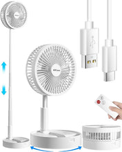Load image into Gallery viewer, AICase Stand Fan,Folding Portable Telescopic Floor/USB Desk Fan with 7200mAh Rechargeable Battery,4 Speeds Super Quiet Adjustable Height and Head Great for Office Home Outdoor Camping
