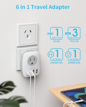 Load image into Gallery viewer, 2 Pack Australia New Zealand Power Plug Adapter, VINTAR Australia Travel Adapter with 1 USB C,3 USB Ports and 2 American Outlets, 6 in 1 Type I Plug Adapter for US to Australia, Argentina, China
