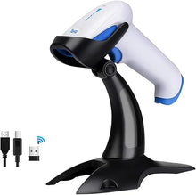 Load image into Gallery viewer, Tera Barcode Scanner Wireless 1D 2D QR with Stand: Battery Level Indicator 3 in 1 Works with Bluetooth 2.4G Wireless USB Wired Handheld Bar Code Reader with Vibration Alert HW0002 White
