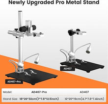 Load image into Gallery viewer, Andonstar AD407 Pro 3D HDMI Soldering Digital Microscope with Pro Metal Stand 4MP UHD and 7 inch Adjustable LCD Screen USB Video Microscopes for Phone Repairing SMT SMD DIY
