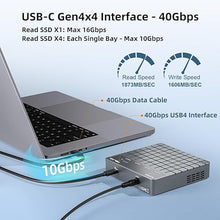 Load image into Gallery viewer, MAIWO 4 Bay M.2 NVMe SSD Enclosure with USB4 Port with SoftRAID with Cooling Fan, Support 1-to-3 Offline Clone, 40Gbps High Speed, Backward Compatible Thunderbolt 4/3
