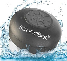 Load image into Gallery viewer, Soundbot SB510 HD Water Resistant Bluetooth Shower Speaker, Handsfree Portable Speakerphone with Built-in Mic, 6hrs of Playtime, Control Buttons and Dedicated Suction Cup for Showers (Black)
