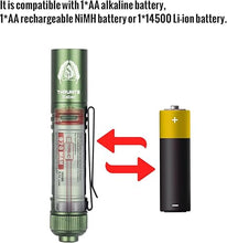 Load image into Gallery viewer, ThruNite BSS Saber EDC Flashlight Customized Black Scout Survival Edition Max 1015 Lumens USB-C Rechargeable Mini LED Handheld AA Flashlights, Green Cool White
