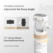 Load image into Gallery viewer, Sensyne 72" Phone Tripod, Extendable Tripod for iPhone &amp; Selfie Stick with Detachable Phone Holder &amp; Wireless Remote, iPhone Tripod Compatible with All Cell Phones, Camera(White)

