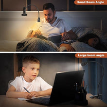 Load image into Gallery viewer, Zoomable LED Reading Lights for Bed Headboard, Clip on Spotlight Lamp for Desk, Dorm Bed, Dimmable USB Clamp Book Light with Flexible Gooseneck, Adjustable Beam Angle 15°-80°
