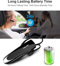 Load image into Gallery viewer, New bee Bluetooth Earpiece V5.0 Wireless Handsfree Headset with Microphone 24 Hrs Driving Headset 60 Days Standby Time for iPhone Android Samsung Laptop Trucker Driver (Black)
