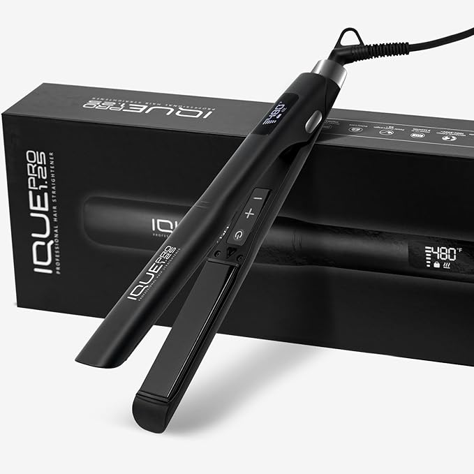 Hair Straightener and Curler 2 in 1 Flat Iron Hair Straightener Hair Styling Tools – Titanium Flat Iron with Ionic Function, Adjustable Temperature – LCD Display Hair Curling Iron (1.25)