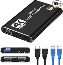 Load image into Gallery viewer, 4K HDMI Capture Card for Streaming, Full HD 1080P 60FPS Capture USB 3.0 Audio Video Capture Card,for Switch/PS4/PS5/Xbox, Plug and Play, Works on Laptop, PC, Mac
