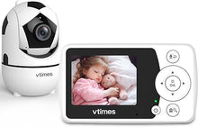 Load image into Gallery viewer, Video Baby Monitor with Camera and Audio - LCD Screen, Baby Camera Monitor No WiFi Night Vision VOX Mode Pan-Tilt-Zoom Temperature Display Two-Way Audio Lullabies Feeding Alarm - 1000ft Range
