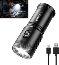 Load image into Gallery viewer, PHILIPS EDC Flashlight with Magnetic Base,LED Mini Pocket Rechargeable Flashlight with 2500 High Lumens,5 Modes,Tactical Bright Flash Light for Camping Essentials,Outdoor Hiking and Home Emergency
