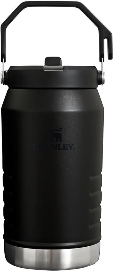 Stanley IceFlow Stainless Steel Water Jug with Straw, Vacuum Insulated Water Bottle for Home and Office, Reusable Tumbler with Straw Leak Resistant Flip, Black, 64OZ