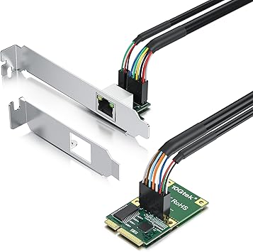 Mini PCIe 2.5G Ethernet Network Card, Realtek RTL8125 Controller, 10/100/1000/2500 Mbps Single RJ45 Port, 2.5Gb NIC with LED Light and 0.98ft Cable, Ethernet Card for Windows/Windows Server/Linux