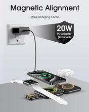 Load image into Gallery viewer, 3 in 1 Charging Station for Apple Multiple Devices-Magnetic Wireless Travel Charging Station for iPhone 16 15 14 13 12 Series,Foldable Mag-Safe Charger Pad for Apple Watch,for Airpods Pro,Green
