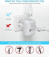 Load image into Gallery viewer, 2 Pack European Travel Plug Adapter, VINTAR PD 20W Foldable Type C Adapter with 4 AC Outlets 3 USB Ports(2 USB C), Travel Essentials Charger for US to Most of Europe EU Italy Spain France
