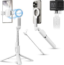Load image into Gallery viewer, 40.9&quot; Magnetic Selfie Stick Tripod, Cell Phone Tripod Stand with Rechargeable Remote &amp; Phone Tripod Mount with 2 Cold Shoe,Portable Phone Holder for Travel Selfies Live Streaming Video Recording

