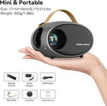 Load image into Gallery viewer, 5G WiFi Bluetooth Mini Projector, Visulapex V2 1080P HD 10000L Portable Movie Projector for iPhone Outdoor Home Theater, 300&quot; Display, 50% Zoom, Compatible with iOS/Android/PC/TV Stick/HDMI/AV/USB
