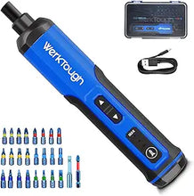 Load image into Gallery viewer, Werktough 4V Mini Electric Cordless Screwdriver with 3-Gear Torque 5Nm Power 25pc Screwdriver Bits S2 LED Light USB Charging Home Improvement S026
