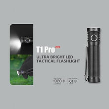 Load image into Gallery viewer, ThruNite T1 Pro High 1920 Lumens Rechargeable Flashlight with USB C Cable, Stepless Dimming,196-Meter Long Beam Distance Pocket Flashlight for EDC, Outdoor, Camping and Emergency (Cool White)
