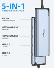 Load image into Gallery viewer, Selore&amp;S-Global USB C Splitter with 4K/60Hz Video Output,USB C Hub Dual Monitor with DP Alt Mode,10Gbps Data Transfer,100W PD,Docking Station Dual Monitor for Windows Laptop,Portable Monitors
