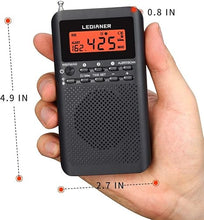 Load image into Gallery viewer, Pocket Weather Radio NOAA/AM/FM Powered by 2 AA Emergency Portable Transistor with LCD Display Digital Alarm Clock Sleep Timer, Best Reception Longest Lasting,Built in Speaker,Battery Operated
