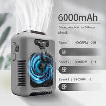 Load image into Gallery viewer, CAZOKASI 2023 Upgrade Waist Clip Fan Wearable Fan Portable Personal Body Fan Powerful 6000mAh Upto 24H Cooling and Heatstroke Prevention Fan (Gray)
