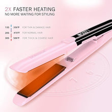 Load image into Gallery viewer, DORISILK 500 Degree High Temp Professional Hair Straightener?30s Fast Heating Ceramic Flat Iron ?2 in 1 Hair Straightener and Curler?Plasma Flat Iron Hair Straightener Get Frizz-Free and Shiny(Pink)
