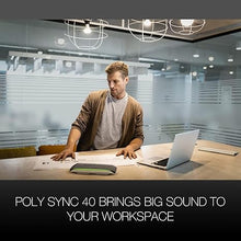 Load image into Gallery viewer, Poly Sync 40 Bluetooth Speakerphone USB-A &amp; USB-C for Streaming Voice, Video, Distance Learning, Remote Work, School, Conferencing Apps - Zoom, Webex, Meet, Teams - with Global Teck Microfiber Cloth
