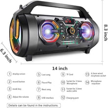 Load image into Gallery viewer, Bluetooth Speaker, 30W Portable Bluetooth Boombox with Subwoofer, FM Radio, RGB Colorful Lights, EQ, Stereo Sound, Booming Bass, 10H Playtime Wireless Party Speaker for Home, Outdoor, Travel, Camping

