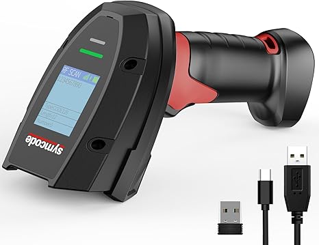 Industrial 1D Laser Wireless Barcode Scanner Handhold Drop Resistant Shock Dust Proof 2500mAh Bar Code Reader for Store, Supermarket, Warehouse Red