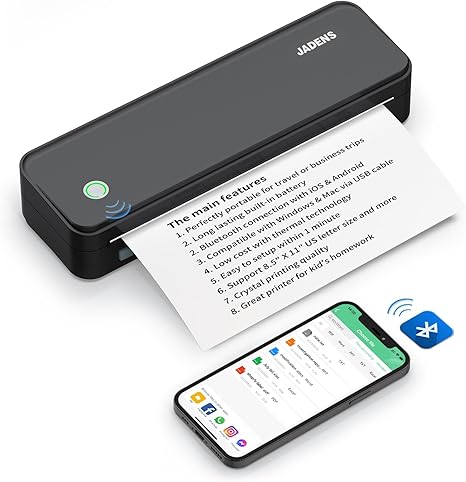 JADENS Bluetooth Thermal Printer, Support 8.5