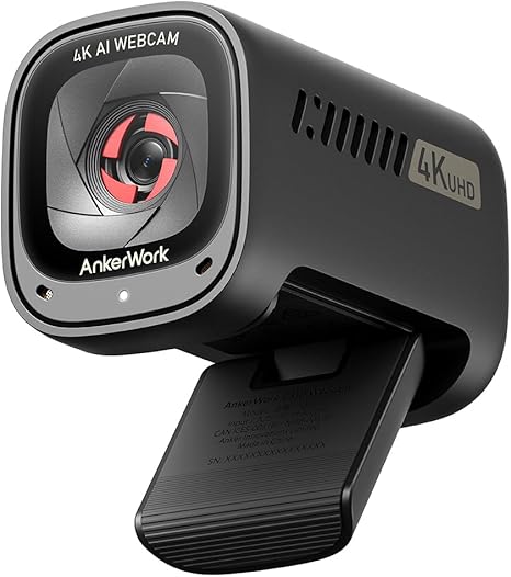 AnkerWork C310 Webcam, 4K Webcam, 12 Megapixel, AI Auto Focus, AI Framing, AI Noise Canceling Mic, Built-in Privacy Cover, and Adjustable FOV, 1080p@60FPS HDR, for Video Calls and Livestreams