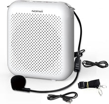 Load image into Gallery viewer, NORWII Mini Voice Amplifier Portable Rechargeable with Wired Microphone Headset &amp; Waistband, Personal Voice Amplifier for Teachers, Presentation, Tour Guides, Meeting, Coaches (White)
