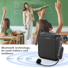 Load image into Gallery viewer, Norwii Voice Amplifier Wireless Microphone , 4000mAh Portable Rechargeable Bluetooth Mini Personal Speaker with 2 Headset Microphones for Teachers, Classroom, Meetings and Tour, Black
