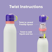 Load image into Gallery viewer, Owala FreeSip Twist Insulated Stainless Steel Water Bottle with Straw for Sports and Travel, BPA-Free, 24-oz, Purple/Green (Minty Horizons)
