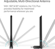 Load image into Gallery viewer, TP-Link AC600 USB WiFi Adapter for PC (Archer T2U Plus)- Wireless Network Adapter for Desktop with 2.4GHz, 5GHz High Gain Dual Band 5dBi Antenna, Supports Win11/10/8.1/8/7/XP, Mac OS 10.9-10.14
