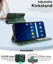 Load image into Gallery viewer, OCASE Compatible with Galaxy S25 Wallet Case, PU Leather Flip Folio Case with Card Holders RFID Blocking Kickstand [Shockproof TPU Inner Shell] Protective Phone Cover 6.2 Inch 2025, Blackish Green
