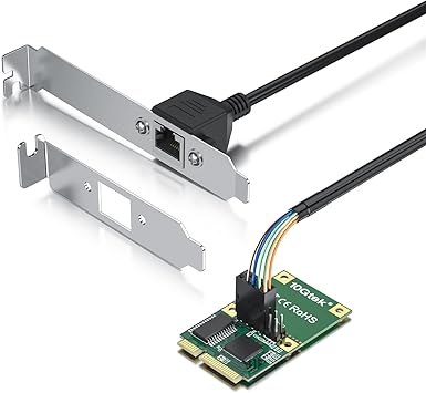 Mini PCIe Gigabit Ethernet Network Card, Single RJ45 Port, 1G NIC Compare to Intel I210AT, with 30-cm Cable, Ethernet Card for Windows/Windows Server/Linux