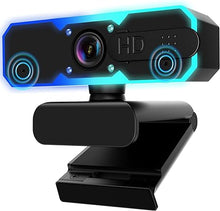 Load image into Gallery viewer, NBPOWER 1080P 60FPS Streaming Camera Webcam with Microphone and Fill RGB Light,Autofocus,Work with Laptop/Desktop Computer/Winsdows/Mac OS/PC Computer for Camera
