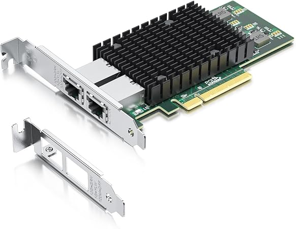 10Gb PCI-E Network Card NIC, Dual RJ45 Copper Ports, Compare to Intel X540-T2, with Intel X540-BT2 Chip, PCI Express X8, 10Gbase-T Ethernet LAN Adapter Support Windows Server/Windows/Linux/VMware ESX