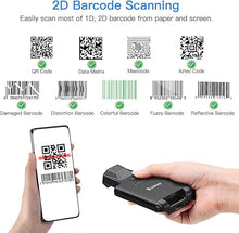 Load image into Gallery viewer, Upgraded Eyoyo QR Code Scanner Bluetooth Android Barcode Scanner, Portable Back Clip Wireless 1D 2D UPC ISBN Inventory Barcode Reader PDF417 Data Matrix Code Compatible with iPhone, Android Phone
