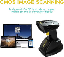 Load image into Gallery viewer, NADAMOO Wireless Barcode Scanner with Charging Cradle, Read 1D, 2D, QR Code, Data Matrix, PDF417, 400m Transmission Distance, 2200mAh Rechargeable Battery, Cordless CMOS Image Reader for Computer
