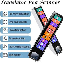 Load image into Gallery viewer, Translator Pen Scanner, Scan Reader Pen, Text to Speech Reading Pen, 134 Languages Translator Device with take a picture, Text Extract, Portable Real-time Translation Pen Scanner (Black)
