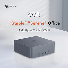 Load image into Gallery viewer, Beelink EQR5 Mini PC, AMD Ryzen 5 5650U(7nm, 6C/12T) up to 4.2GHz, Mini Computer 8GB DDR4 RAM 500GB PCIe3.0x4 SSD, Micro PC 4K@60Hz Dual HDMI Display/WiFi6/BT5.2/Office/Home/HTPC/W-11 Pro
