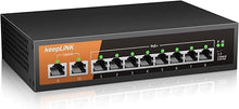 Load image into Gallery viewer, 8 Port Gigabit PoE Switch with 2 Gigabit Uplink, 135W Built-in Power Supply, 802.3AF/AT Compliant, Desktop or Wall Mount, Ethernet Network Switch Unmanaged
