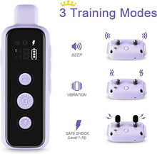 Load image into Gallery viewer, Bousnic Dog Shock Collar for 2 Dogs - (8-120lbs) Waterproof Rechargeable Electric Dog Training Collar with Remote for Small Medium Large Dogs with Beep Vibration Safe Shock Modes(Purple)
